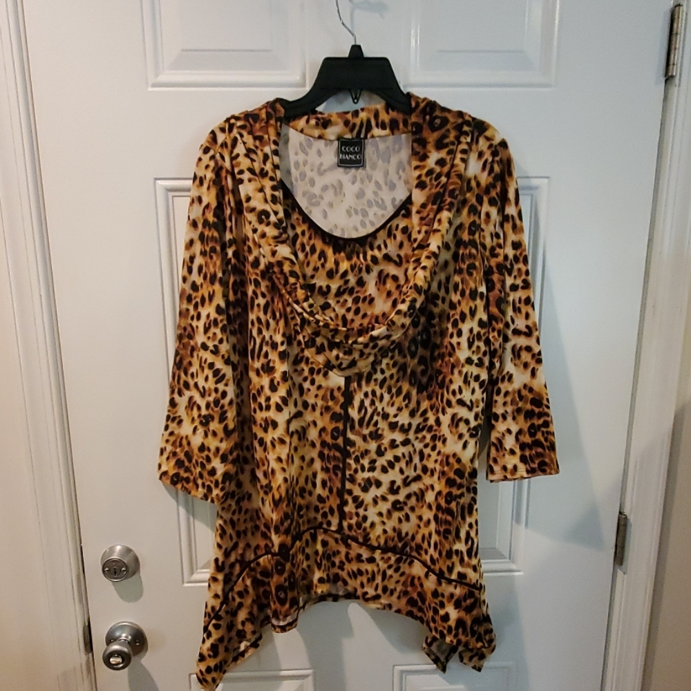Cheetah coco blanco blouse